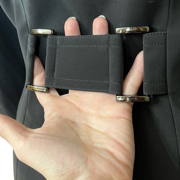 Y2K Bebe Double Breasted Pea Coat Jacket Size 2 Gray Classic Minimalist Preppy - Picture 5 of 11